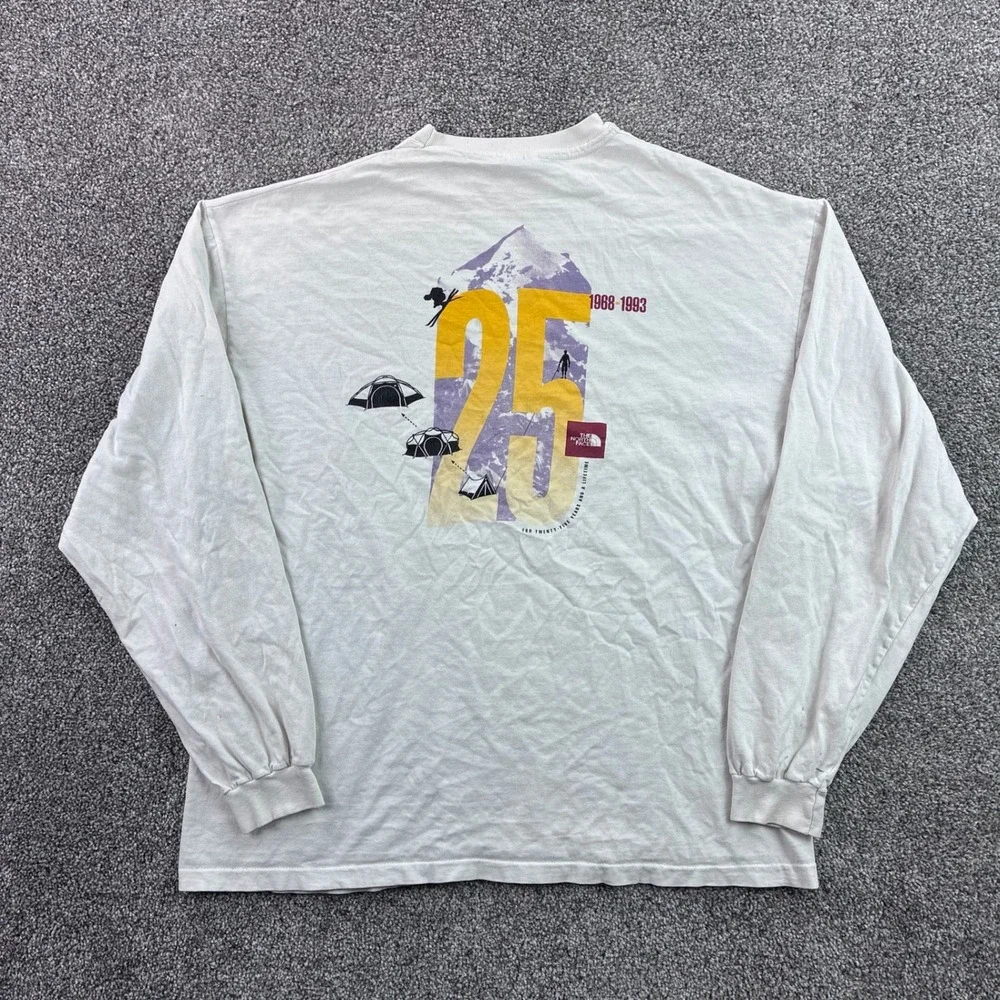 Vintage The North Face Shirt Mens XL White 25th Anniversary 1993 Long Sleeve